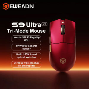 EWEADN | EWEADN S9 Ultra V2 Tri‑Mode Gaming Mouse PAW3950 Sensor 8K Polling Rate Nordic 54L15 Optical Switch Wireless 2.4G Bluetooth Wire