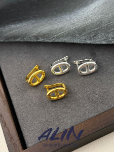 Simple Elegance Commuter Pig Nose Stud Earrings: Gold & Silver Versatile Fashion Jewelry