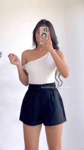 AVCLOTHING Ladies B1T1 Elastic Waist Wide Leg Shorts in Cotton Linen for Comfortable Everyday Wear