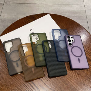 เคสโทรศัพท์สไตล์เรียบง่ายสำหรับ S24Ultra S25Ultra Samsung Galaxy S23Ultra กันลื่นสนับสนุนการออกแบบการดูดซับ MagSafe S22Ultra/S25 +/S25/S24 +/S23ด้านหลังเป็นกระดาษลูกฟูกเหมือนกับ