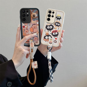 เคสโทรศัพท์ Samsung Galaxy S25 S24 S23 FE Ultra 5G เคสลายการ์ตูนตุ๊กตา3D น่ารักมีสายคล้องป้องกันเลนส์ซิลิโคนนิ่มฝาครอบด้านหลัง