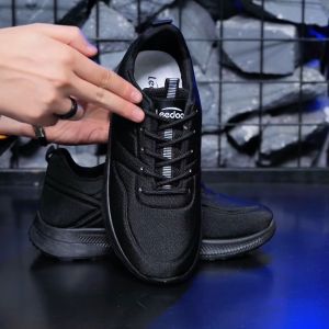 Techdoo Sepatu Sneakers Pria Formal Casual Sepatu Sekolah Hitam Sepatu Olahraga Pria Wanita Sepatu Kets Sepatu Full Hitam MR602