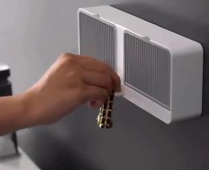 MultiFuction Punch-free Soap Box Organizer Double-Grid Soap Holder Wall Mounted With Cover Lip