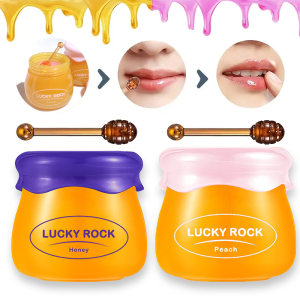 Bee balm lip mask with stick Honey peach lip balm Long-lasting nourishing moisturizing anti-dry lip care Valentines Day gift