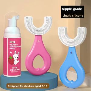 MONLEYTA | Childrens U-Shaped Toothbrush Soft Bristles Baby Toothpaste Holder Easy To Use For Kids Ages 2-12 Dental Care Accessory