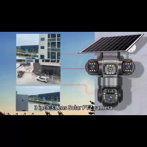 V380 PRO Three Lens Solar CCTV Camera 10x Zoom 15MP Outdoor Waterproof Color Night Vision Auto Human Detection Two-Way Audio IP Security Cameras