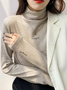 High-end Design Sensual Fashionable Warm Dovilon Double-faced T-shirt Half-high Neck