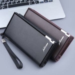 New Wallet Men Long Clutch Large Capacity Multi-Card Position Minimalist Retro Pure Color Trendy Business Soft Leather Wallet