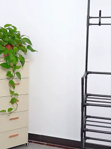 HOBWO ชั้นวางรองเท้ากันฝุ่น ตู้รองเท้าอเนกประสงค์ ราวตากผ้า ที่แขวนหมวก มีฝาปิดกันฝน กันแมลง รักษาความสะอาด