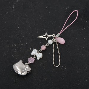 Cartoon Pink Kitty Cat Keychain Unique Design Cute Cartoon Character Pendant Keyring For Men Women Jewelry Gifts