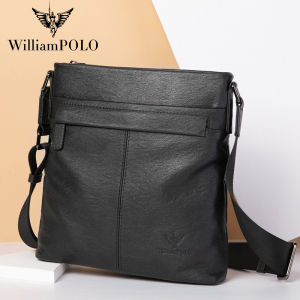 WILLIAMPOLO | Leather Shoulder Bag Vertical Style Casual Large Capacity Mens Commuting Bag