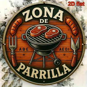 8 Retro Metal Spanish Barbecue Sign Zona De Parrilla Outdoor Decor for Patio Rustic Grill Room Wall Art