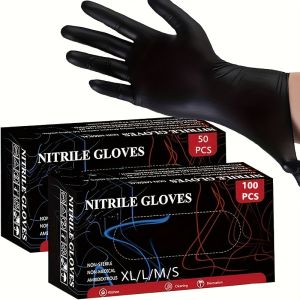 20/50/100pcs Black Gloves Nitrile Disposable Gloves for Cleaning Hairdressing Waterproof Fingertip Dishwashing Tattoo Gloves