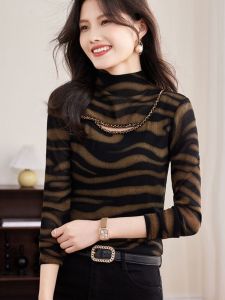 เสื้อเชิ้ตผู้หญิงทรงเข้ารูปแขนยาวบุด้วยผ้าตาข่ายหนาสำหรับฤดูใบไม้ร่วงและฤดูหนาว เสื้อชั้นในแบบมีฮู้ดสำหรับใส่ทำงานสไตล์เกาหลี