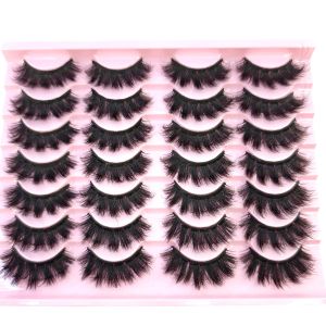 AMSDCN 14 Double Mink Eyelash Bulk Russian Curl Natural Fluffy Natural False Eyelash Thick Dramatic Mink Eyelash Wholesale