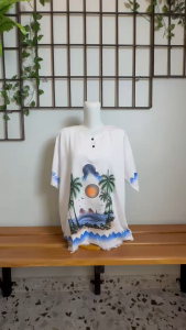 BAJU BALI PANTAI PRIA WANITA LIST DASAR PUTIH ALL SIZE