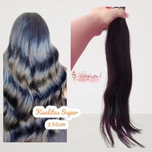 SUPER QUALITY Hair Extension Rambut Sambung Asli  40cm - 50cm isi 20 Helai - 100 HELAI