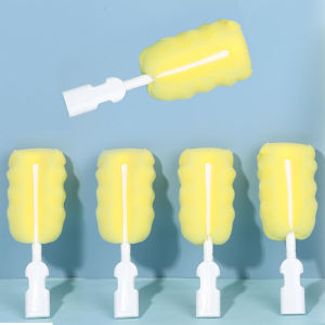Pure Baby Milk Bottle Brush Set with Sponge Replacement Head for Cleaning Baby Nipples And Cups Durable PP Material for Infants