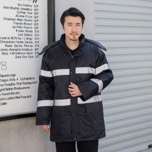 Mens Winter Thickened Warm Cotton Jacket with Hat Waterproof Cold Storage Workwear Casual Fashion City Style Business Suit