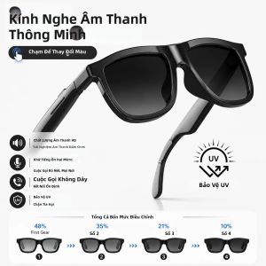 GUHUAVMI | Kính Âm Thanh Thông Minh Tích Hợp Dịch Thuật AI Điều Khiển Cảm Ứng Thay Đổi Màu Sắc 4 Cấp Độ Khử Tiếng Ồn Bằng Micro Kép Thời Lượng Pin Cao