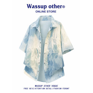 Tie-Dye Gradient Short Sleeve Shirt Breathable Lightweight Cooling