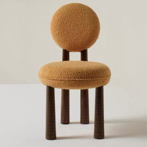 Round Back Sheepskin Armchair Dining Chair