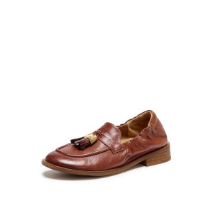 Joy & Peace | Washed Suede Fringe Crinkled Loafer Shoes