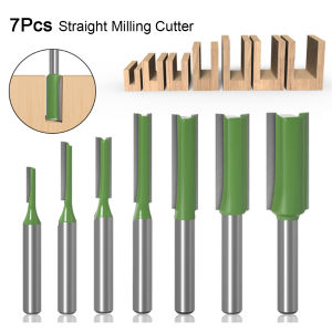 7Pcs 2Flute Clean Straight Bit Woodworking Tools Router Bit Set for Wood Tungsten Carbide Endmill Milling Cutter 1/4" 6mm Shank