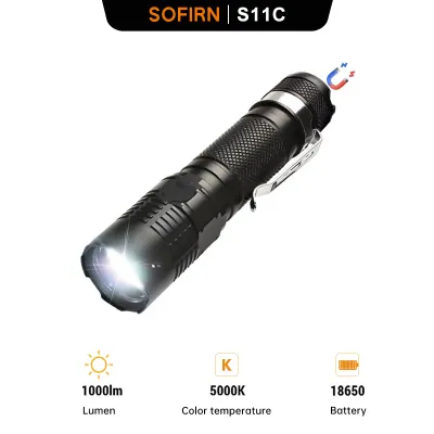 Sofirn ไฟฉายมัลติฟังก์ชัน S11C ลูเมนไฟฉายใช้กลางแจ้งมีไฟ LED 5โหมดชาร์จ USB โทรศัพท์ได้1000 Samsung LH351D
