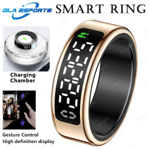 2026 New Smart Ring With Display Screen Heart Rate Sleep Monitor Gesture Control Remote Photo Capture Blue Tooth Ring Waterproof
