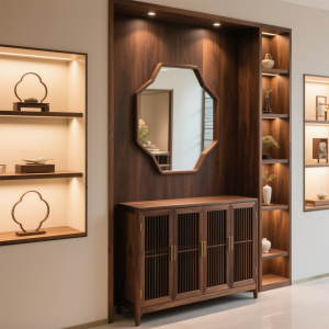 Luxurious Black Walnut Wooden Hall Cabinet Entryway Shoe Cabinet Dining Sideboard Living Room Partition Cabinet Customizable