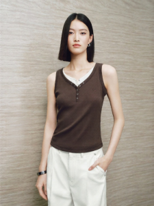 PEACEBIRD | Office Wear Layered Short Slim Fit Henley Vest