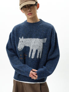 Roaringwild | Couple Loose Color Block Wool Round-Neck Sweater