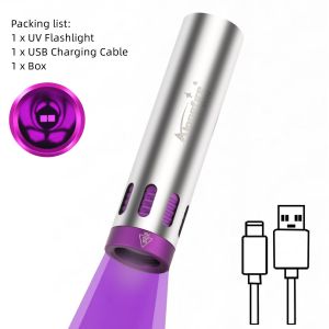 Alonefire | 365NM Dual Led UV Led Blacklight Mini Flashlight Usb Rechargeable Curing Lamp Pet Urine Tinea Jade Gem Ore Money Scorpion Light