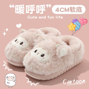 Dép Bông Đế Dày Mùa Đông Cho Nữ 2025 Dép Bông Lông Cừu Chống Trượt Ấm Áp Có Gót Bông EVA Đế Dày Thoải Mái Cho Mùa Đông