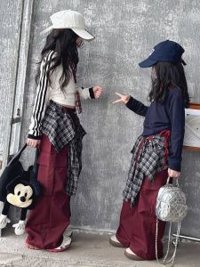 MPW | Fashionable Fall Girls Retro Checkered Leather Jacket Workwear Pants Set