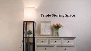 Floor Lamp with Shelves Modern Standing Shelf Lamp with 3 CCT LED Bulb and White Shade