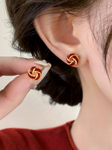 Pianist | Red S925 Sterling Silver Round Earrings