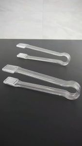 8PCS Transparent Acrylic Ice Tongs Serving Tongs Food Clip Bread Cake Salad Wave Clamping Design Kitchen Tongs For Home Party Bar Restaurant