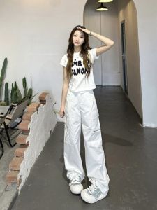 Chic Hong Kong Style White Short Sleeve T-Shirt for Women Summer Slim Fit Sleeveless Casual Crewneck Top