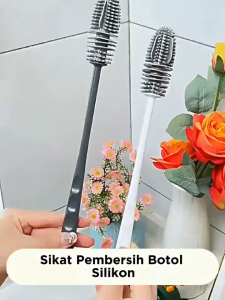 (CANTIKKU20.ID) Sikat Pembersih Botol Silikon Gagang Panjang / Bottle Brush Silicone / Alat Penggosok Pengangkat Kotoran Gelas Cangkir Tumblr Thermos Anti Bakteri Penyikat Sela Tutup Minum Dot Susu Bayi Super Lembut Multifungsi Tongkat Cuci