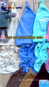 Topi set Bayi topi bayi sarung tangan bayi SNI Polos Putih/Polos Warna promo 9.9