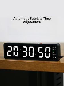 Modern Minimalist WiFi Automatic Time Syncing Desktop Clock with Stopwatch Digital Hour Minute Second Hand Plastic Material