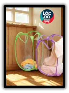 Sọt lưới đựng quần áo giặt thoáng khí gấp gọn thông minh - Túi giỏ đựng đồ giặt cứng cáp