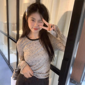 Áo Thun Dài Tay Cổ Tròn Ôm Vừa Vặn Cho Nữ Mùa Thu Phong Cách Mới Đa Năng Cho Học Sinh Áo Thun Cá Tính Thiết Kế Màu Tương Phản