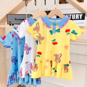 Váy cộc tay đuôi cá cổ bẻ cho bé gái bộ 3 kiểu váy có cổ chất vải cá sấu họa tiết dễ thương cho bé đi học