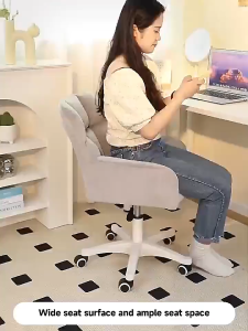 SG STOCK Nordic Style Furniture Chair Computer Chair Study Bedroom Adjust Height Rotate Stool Arm Support Swivel Chair PU Fabric