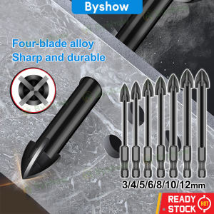 Byshow 3/4/5/6/8/10/12MM driller titanium diamond Drill Bits Carbide Glass Tile Drill tile mosaic Bit Set Ceramic Wall Plastic Wood concrete Hole Opener Power Tools drilling accessories mata drill besi tebuk penebuk lubangkonkrit 瓷砖钻