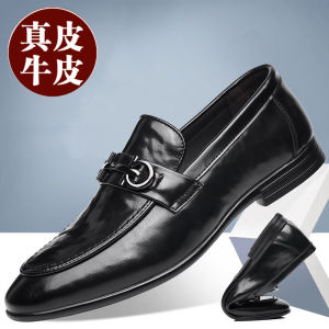 Leather Mens Slip-On Shoes Breathable Casual Business British Style Spring Autumn Seasonal Comfortable Fashionable Flat Heel