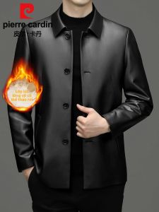 Pierre Cardin | Áo Khoác Nam Da Cừu Thật Dài Trung Bình
